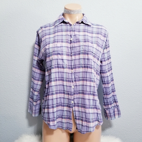 MADEWELL plaid print button shirt top blouse XS - Picture 1 of 6
